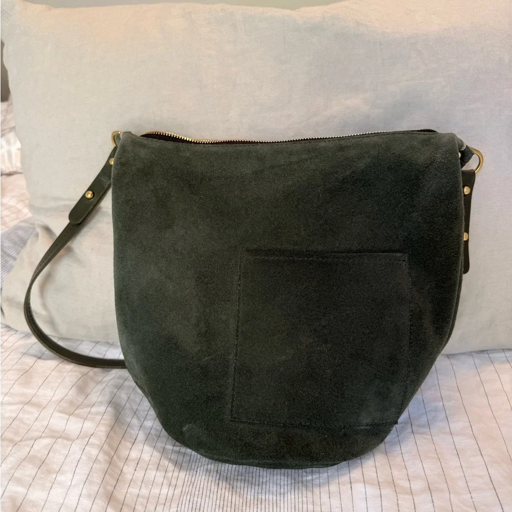 Clare V Suede Petite Jean Bucket Bag in Loden Green - Picture 6 of 13